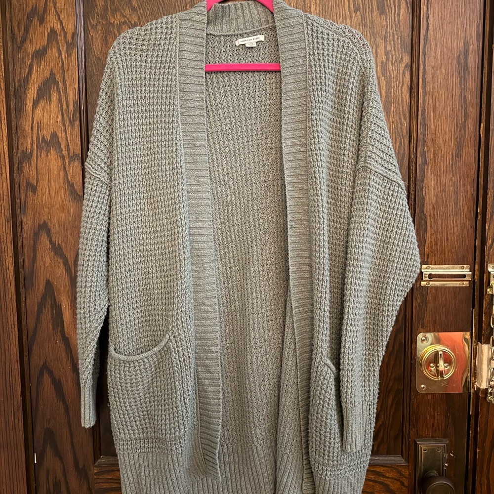 American Eagle Outfitters Gray Knit Cardigan
